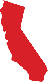 An image showing the state of California. It is colored red.