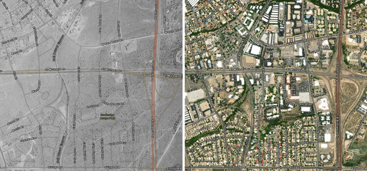 Aerial views of Santa Fe over time