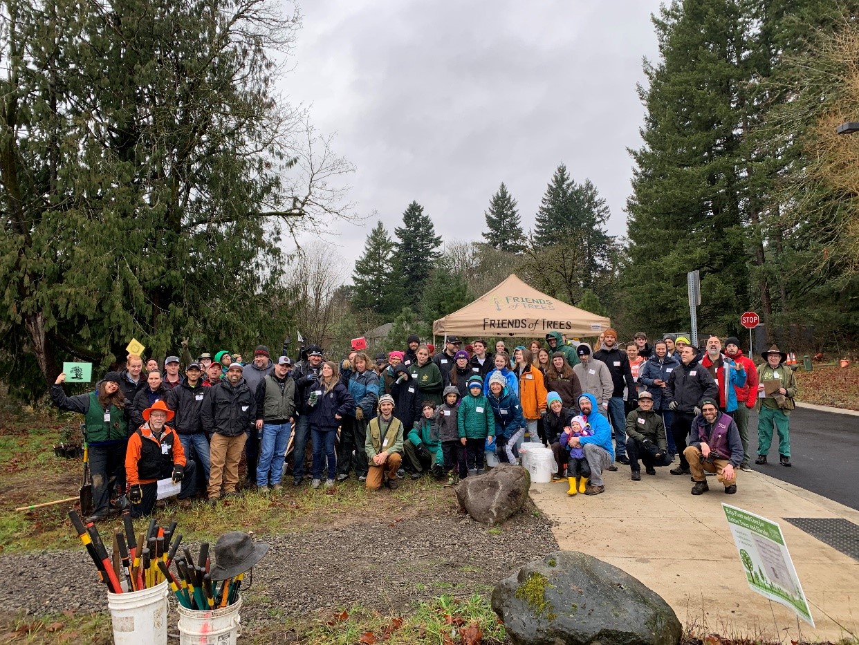 BCU_Volunteers gather for a photo after a day of planting pollinator habitat in Wilsonville, Oregon.