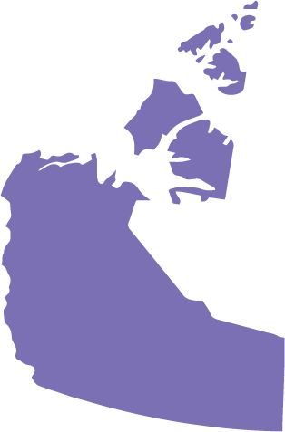 A cutout map of the Northern Territories, in light purple.